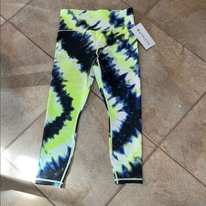 Athleta Tie-Dye Leggings - Neon Yellow and Black